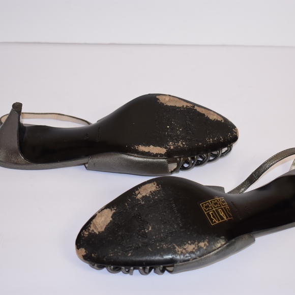 Vintage Women's Bruno Magli Pewter Slingback Heels 40/9 - Picture 5 of 6